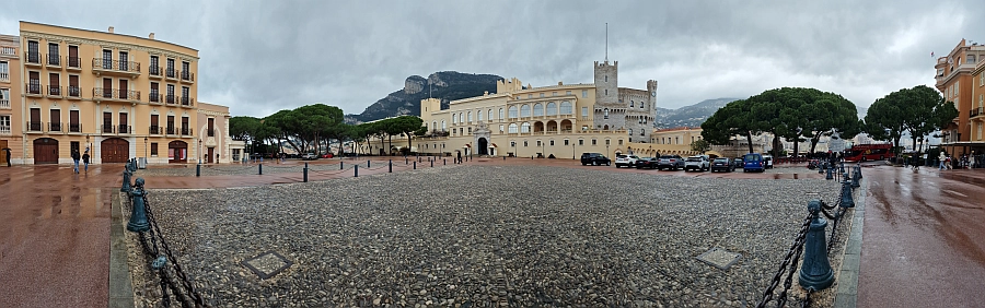 Monaco, palača Grimaldi, 22. 2. 2024. Slika je vidna v Google Chromu